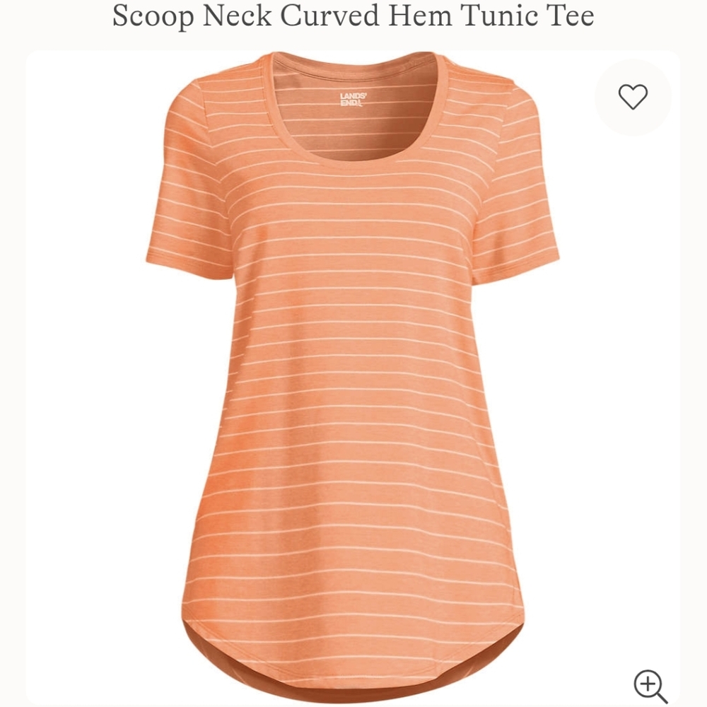 Lands' End Orange Relaxed Short Sleeve Tee